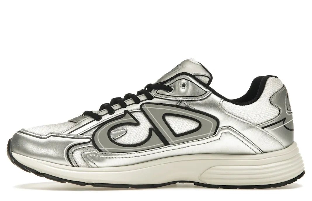 Dior B30 White Mesh Silver-Tone Metallic Calfskin