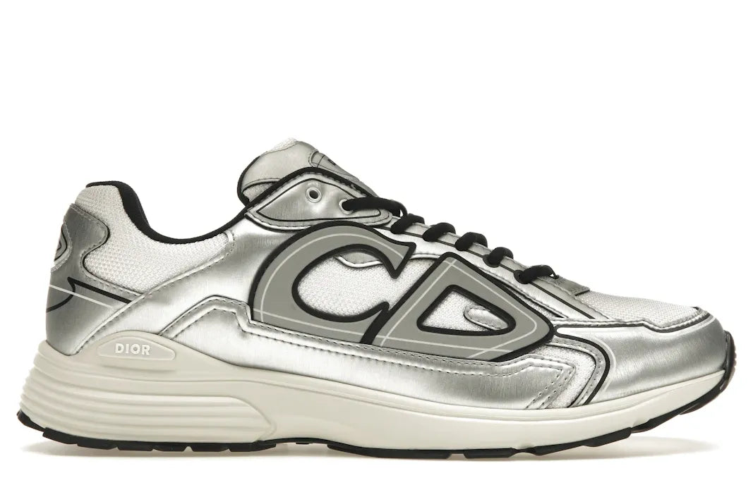 Dior B30 White Mesh Silver-Tone Metallic Calfskin