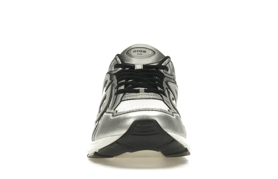 Dior B30 White Mesh Silver-Tone Metallic Calfskin